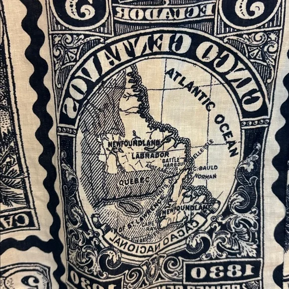 ❤️BNWT Nicole Miller Artelier linen blend postage stamp print Crop Top size S - Picture 6 of 7